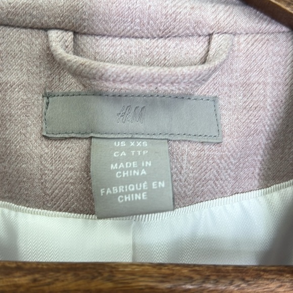 H&M - Fitted Soft Pink 1 Button Lined Long Sleeve Blazer Size XXS - Picture 8 of 12